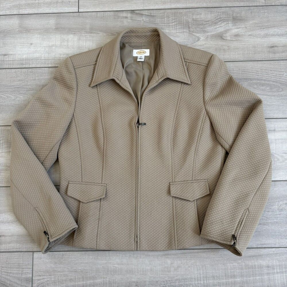 Talbots Women's Quilted Zip-Front Jacket in a classic Tan/Camel color, Size 12